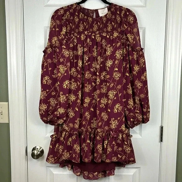 NWT Cinq a cept Zola dress maroon and starfruit sz 2 - Picture 5 of 14
